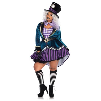 Womens Sexy Plus Size Delightful Mad Hatter Costume