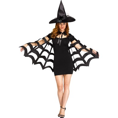 Womens Spider Web Cut Capelet Costume size 4-14